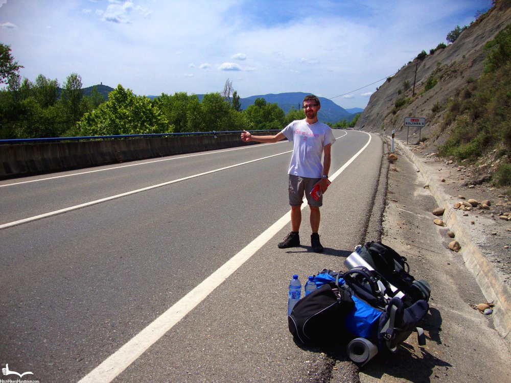 Jon łapiący stopa w Hiszpanii 2012